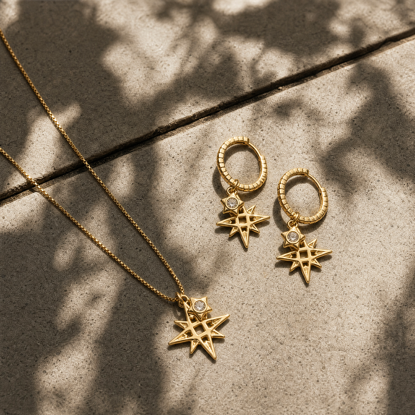 LKD Signature Star Hoops w Embellished Star | Gold