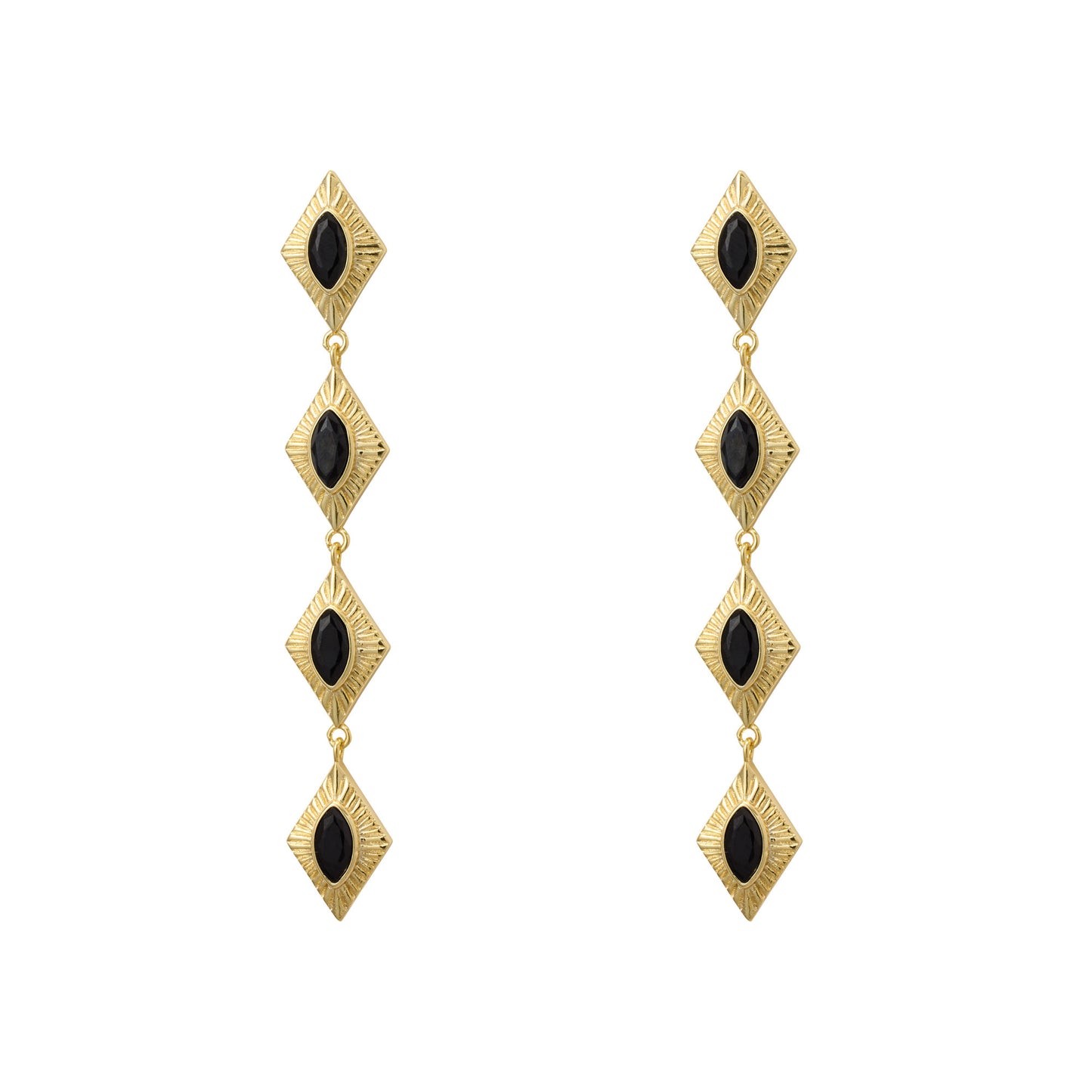 Sagrada Single Drop Earrings | Noir & Gold