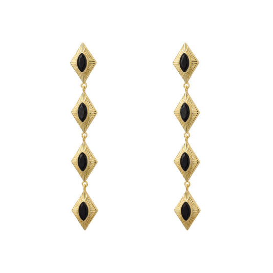Sagrada Single Drop Earrings | Noir & Gold