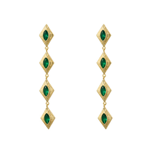 Sagrada Single Drop Earrings | Emerald & Gold