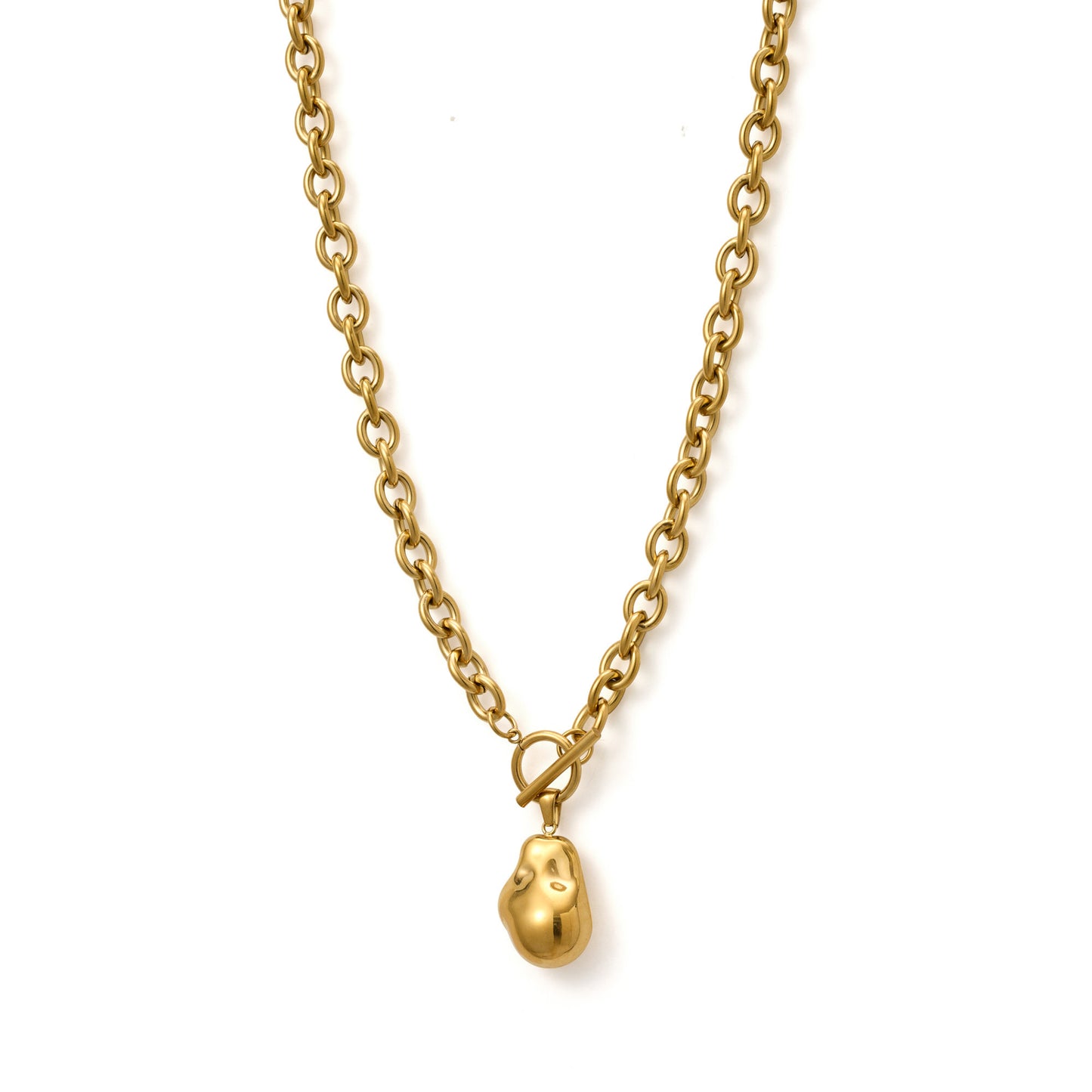 Molten Fob Necklace| Gold