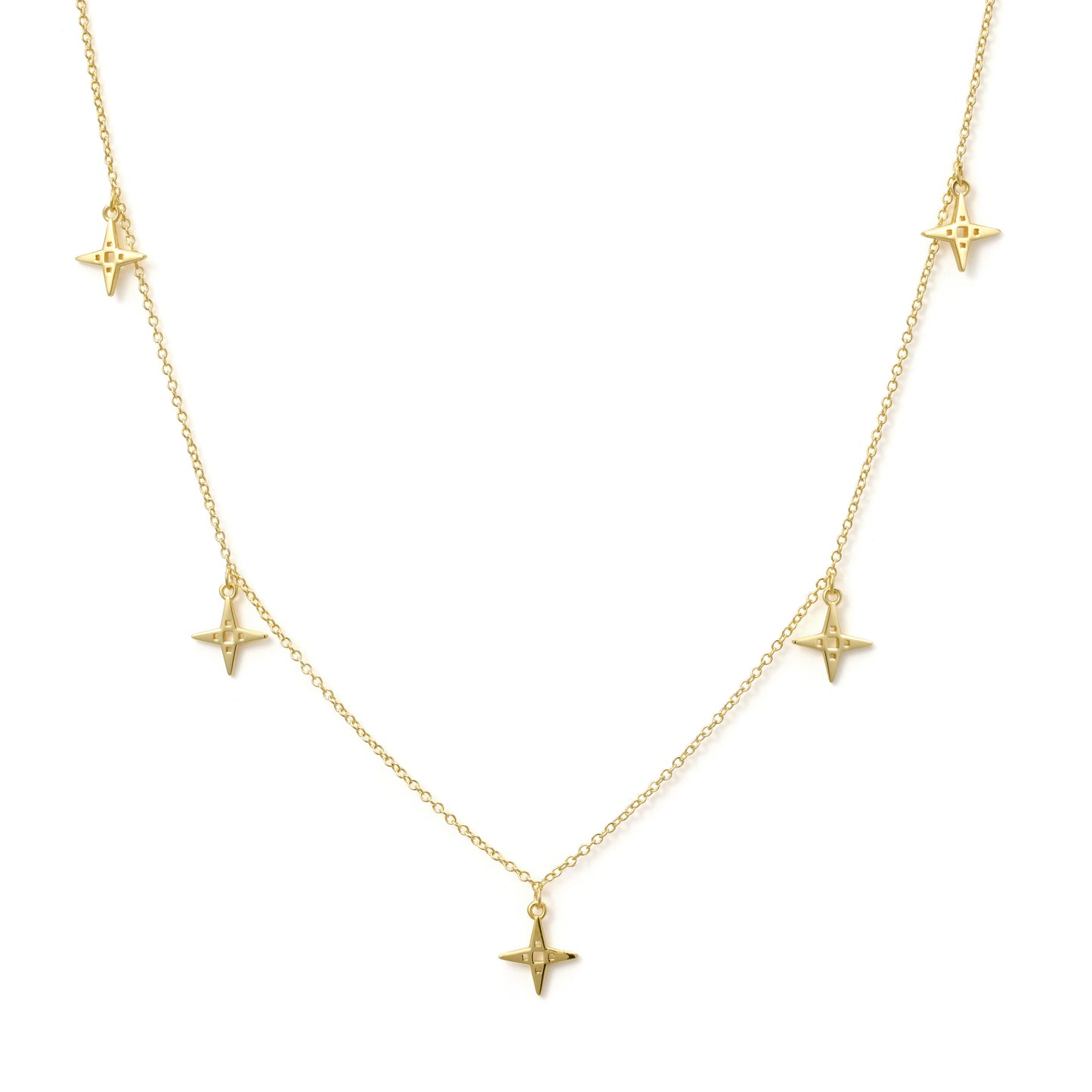 Multi Star Necklace| Gold