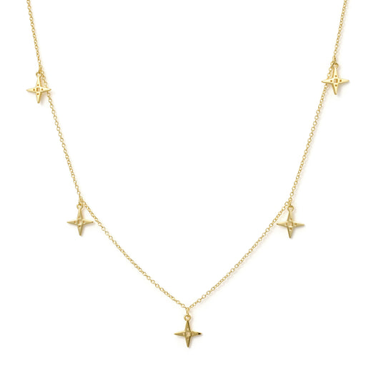 Multi Star Necklace| Gold