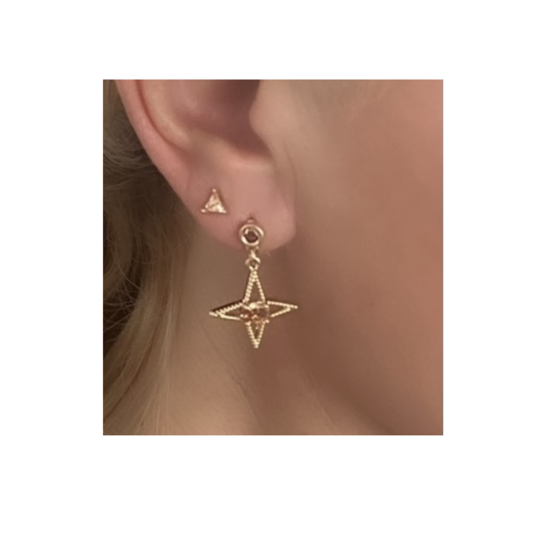 Byzantine Romance - Star Romance Earrings | Gold w Champagne zirconia