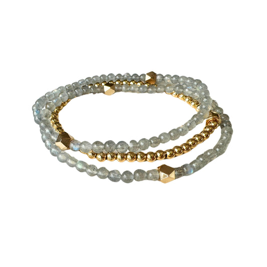 Labradorite and Gold Bracelet set