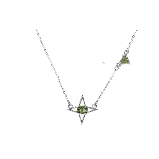 Byzantine Romance - Star Romance Necklace | Silver w Olive zirconia