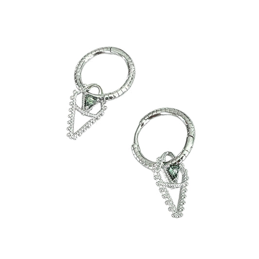 Byzantine Romance - Hearts and Lovers Engraved Sleepers | Silver w Peridot