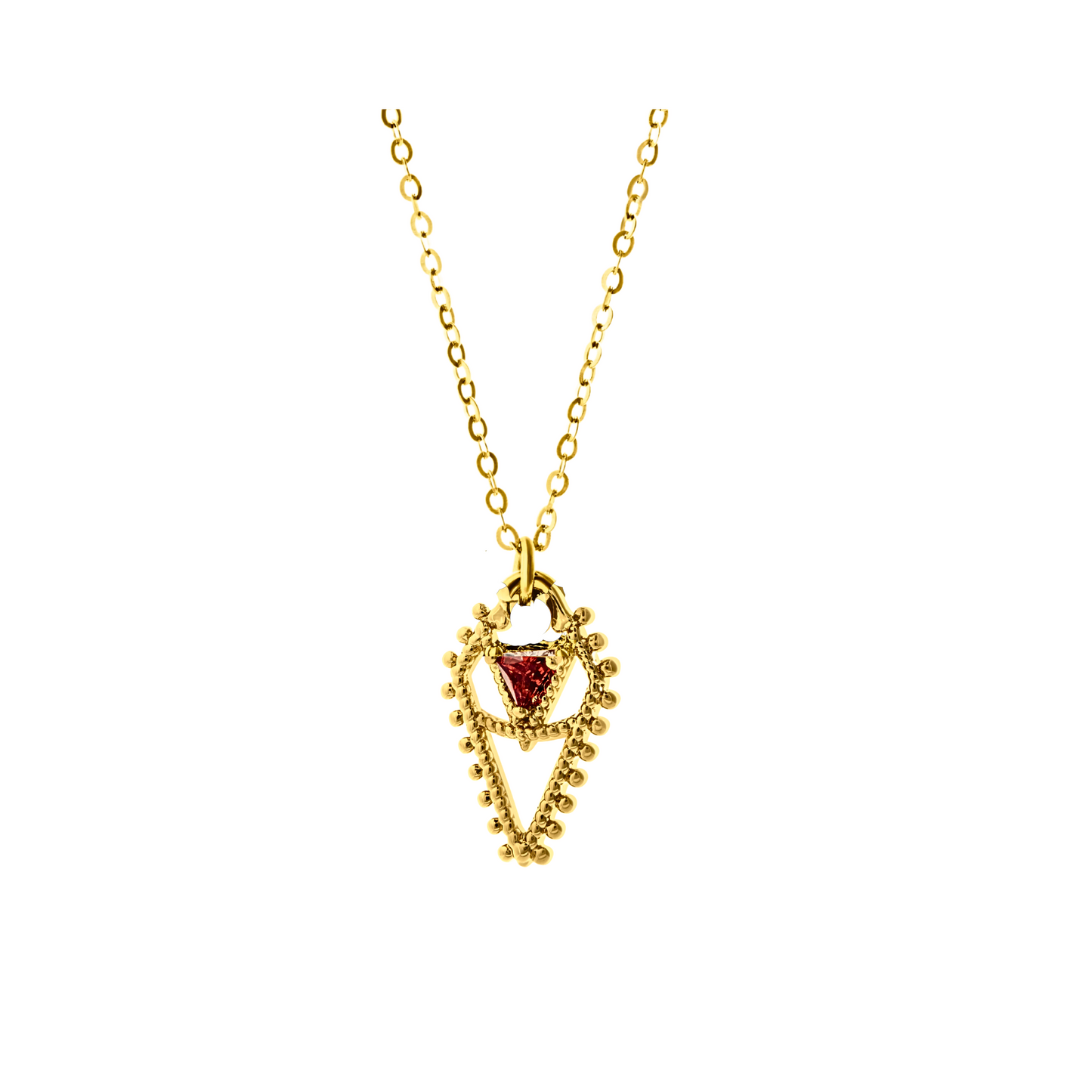 Byzantine Romance - Hearts of Hearts Necklace |Gold w Ruby red coloured Stone