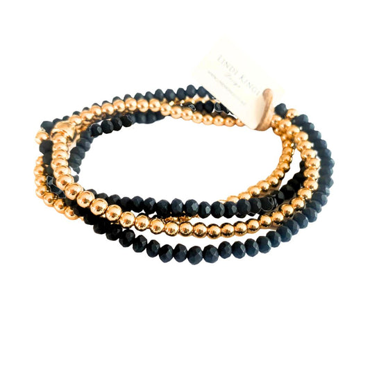 Beaded Bracelet |  Gold and Matte Black