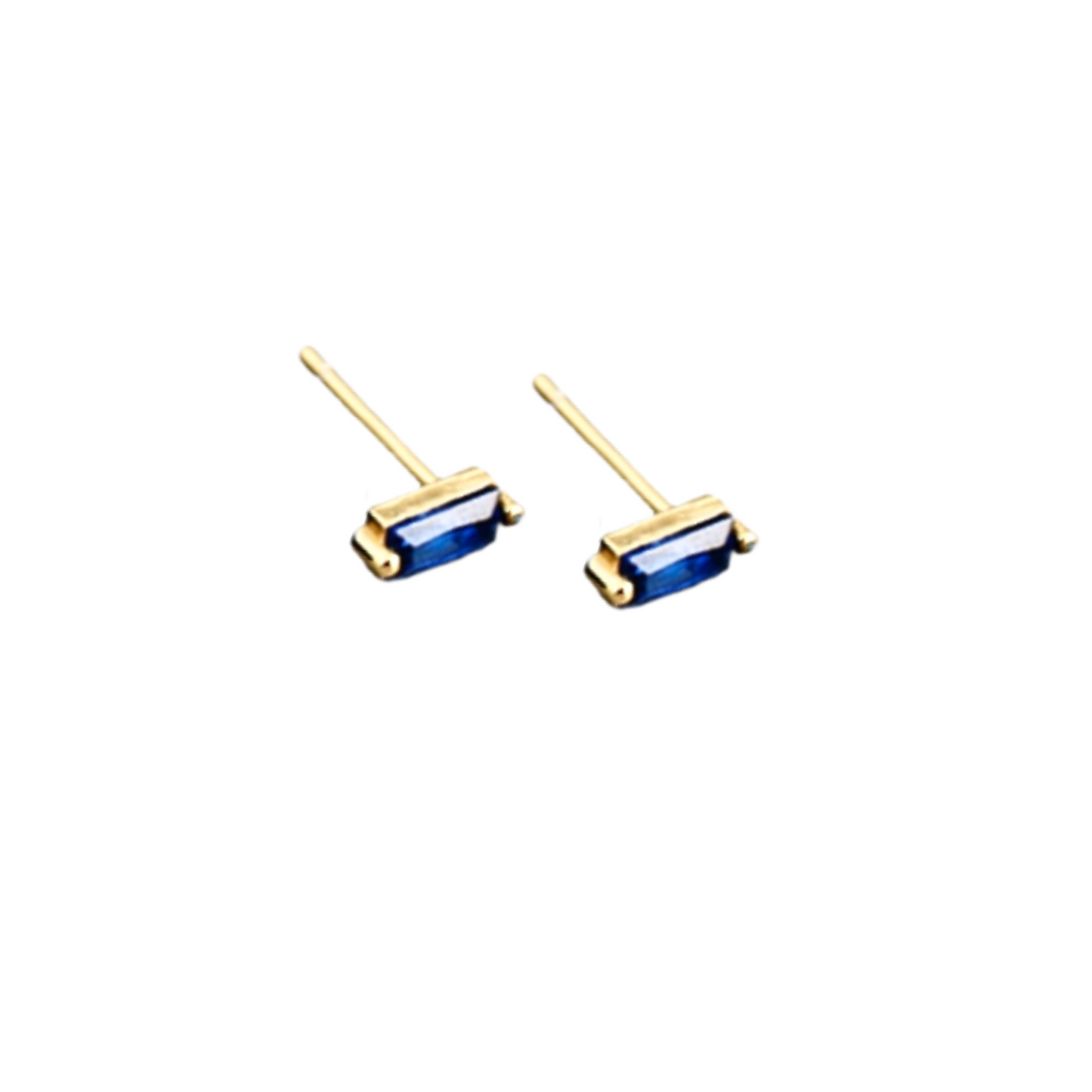 Sapphire Baguette Studs | Gold