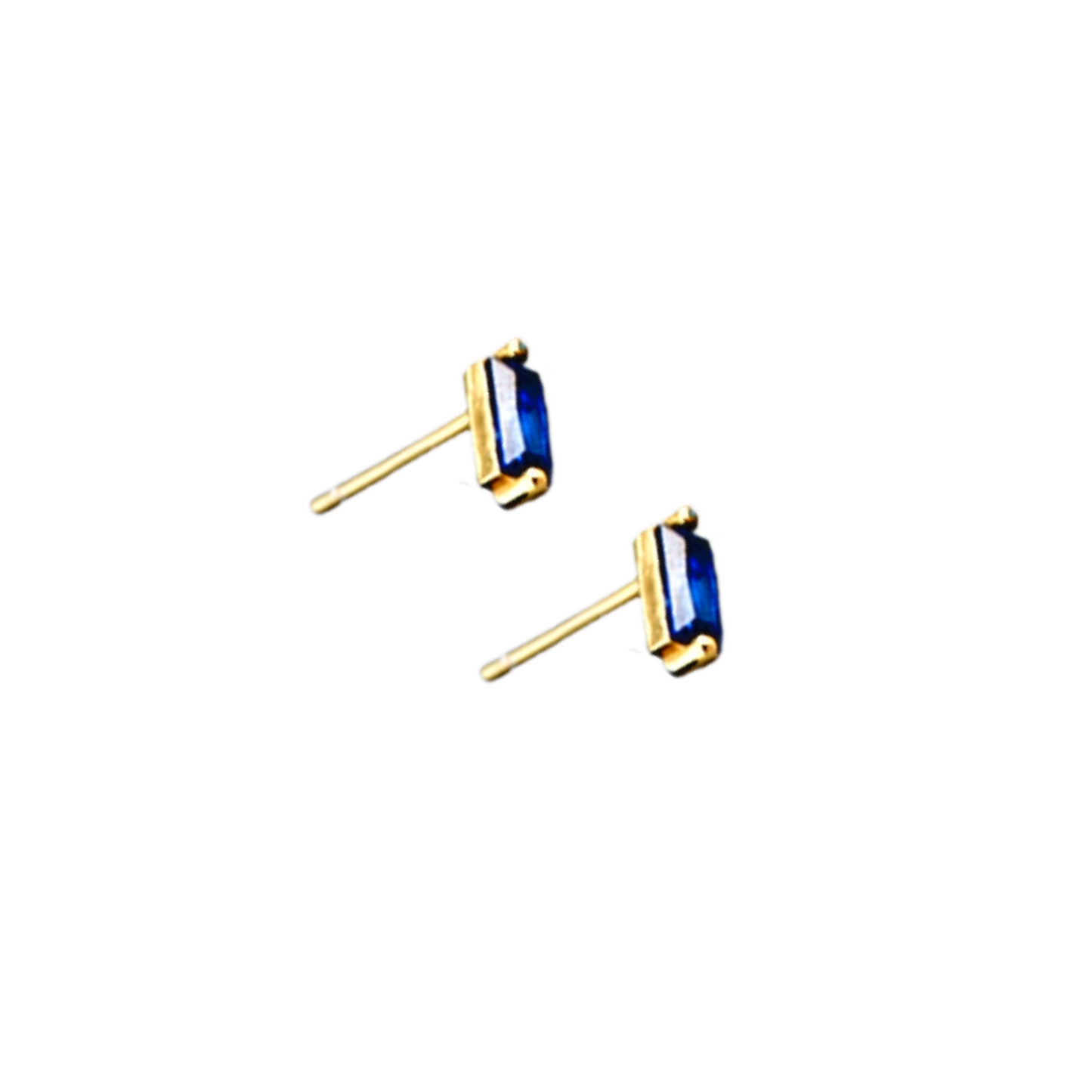 Sapphire Baguette Studs | Gold