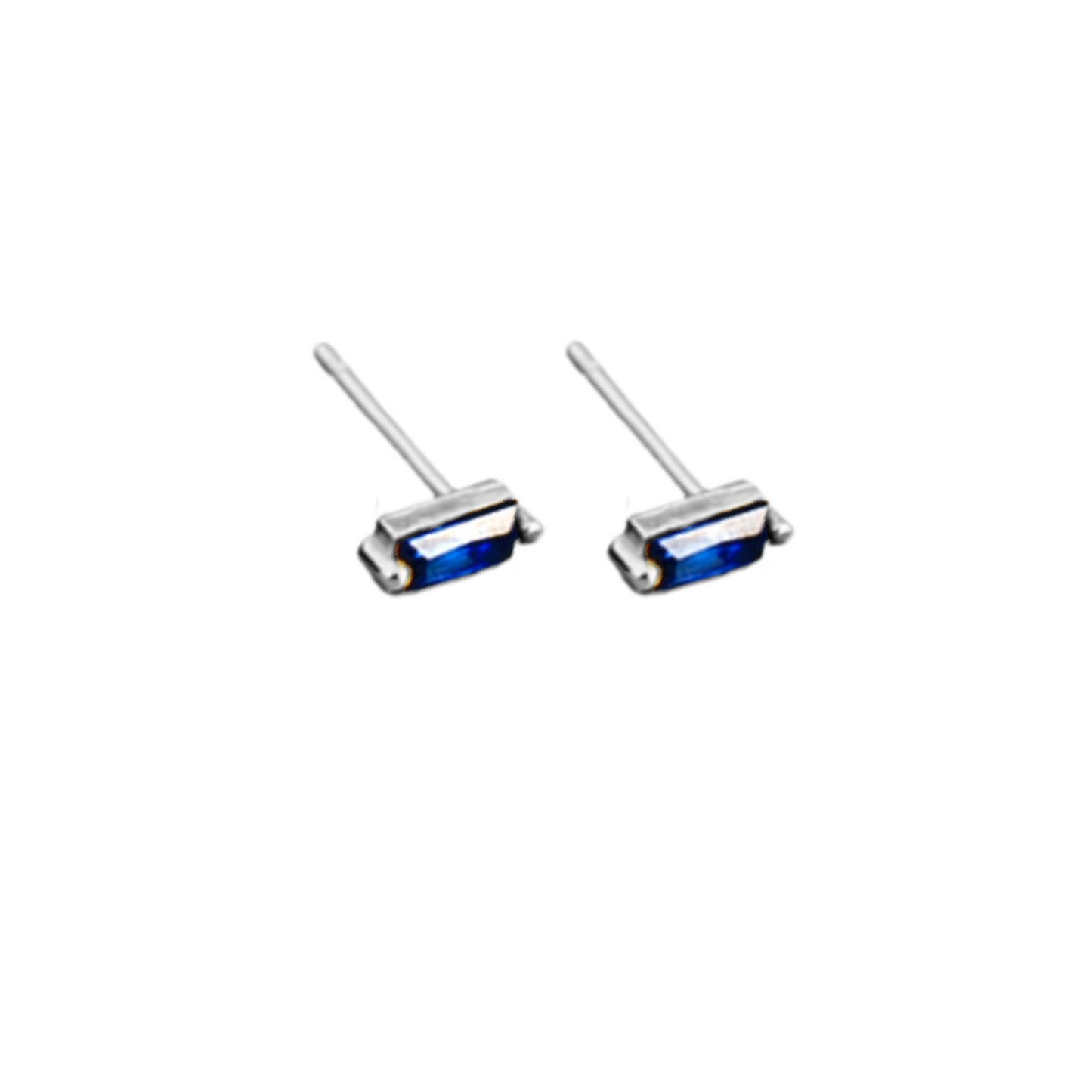 Sapphire Baguette Studs | Silver