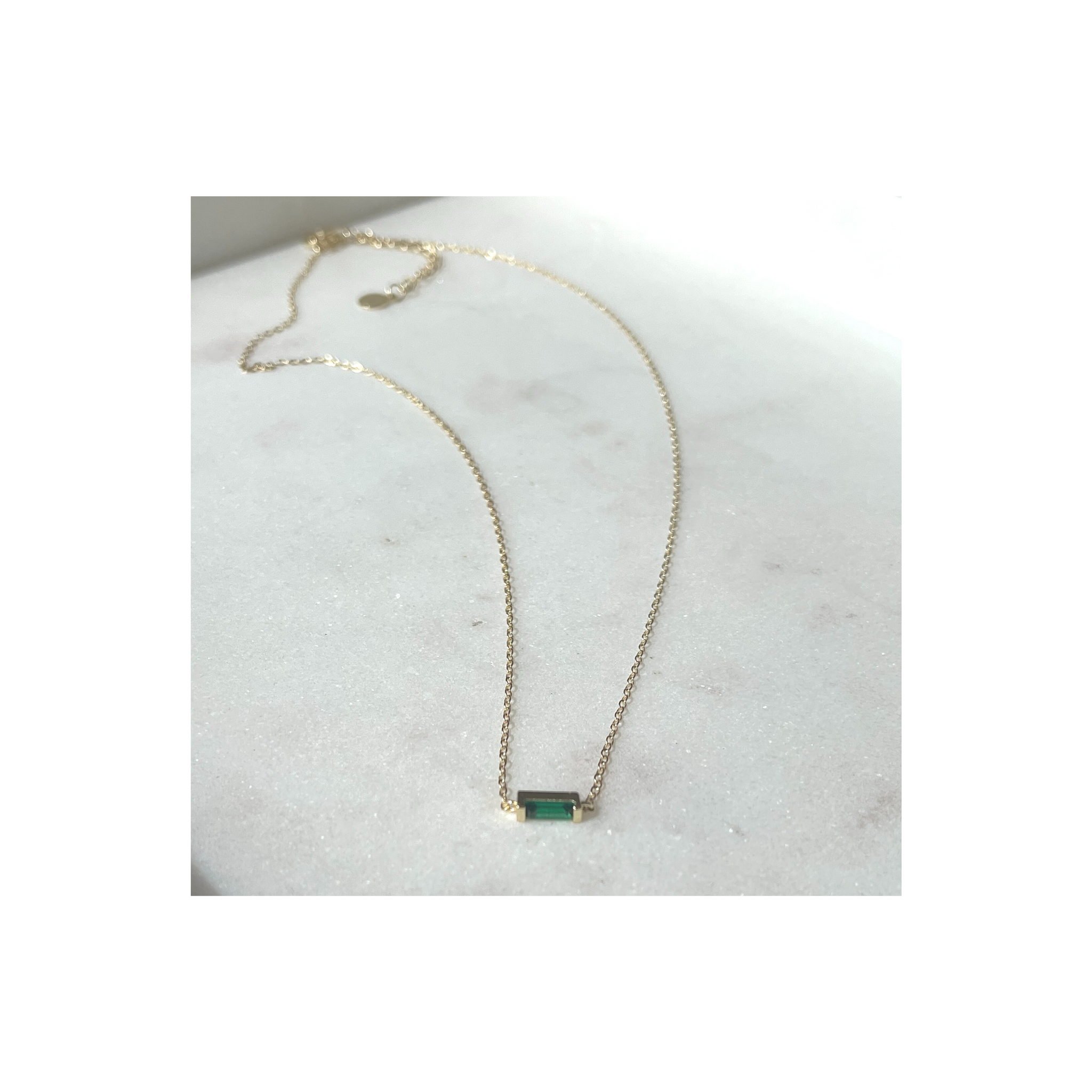 Into the Light Emerald Baguette Necklace Gold LINDI KINGI x Kelly