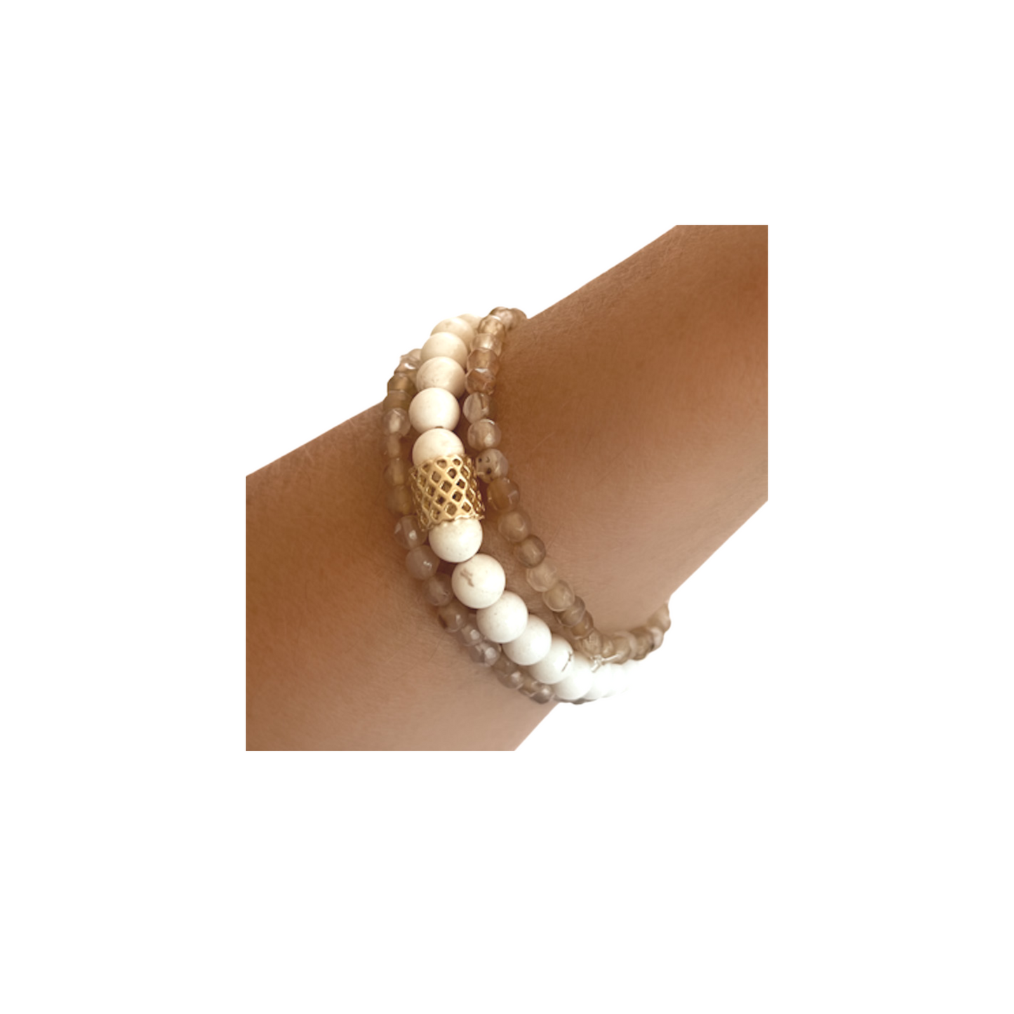 Beaded Bracelet | Cinnamon and Cream Howlite