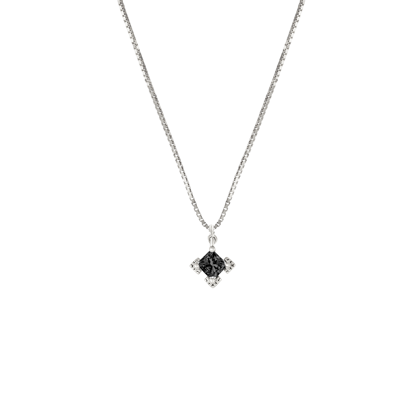 A Dusting of Jewels - Embellishment Necklace with Black Stone| Platinum