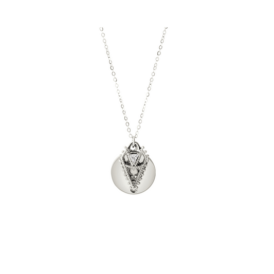 Byzantine Romance - Hearts and Lovers Necklace | Silver w White