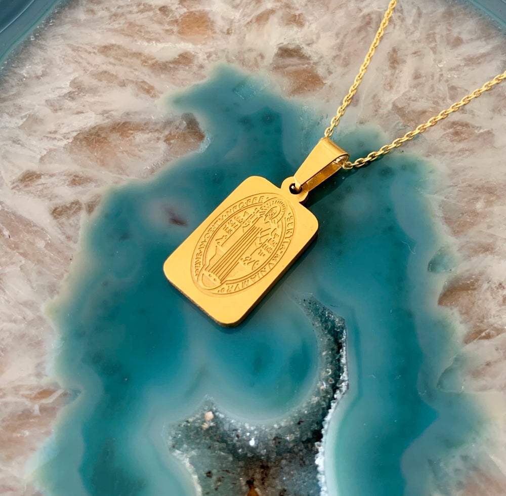 Saint Necklace (Rectangle) | Gold by Lindi Kingi Design shop online now
