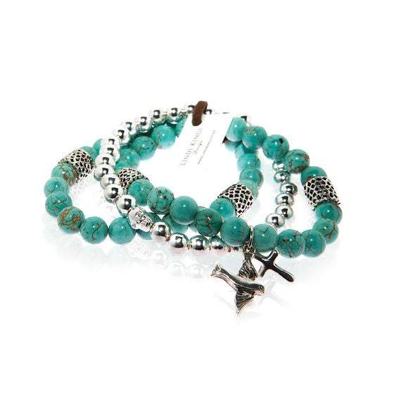 Beaded Bracelet | Turquoise and Silver Howlite by Lindi Kingi Design shop online now