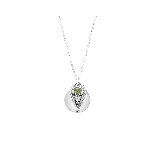 Byzantine Romance - Hearts and Lovers Necklace | Silver w Olive