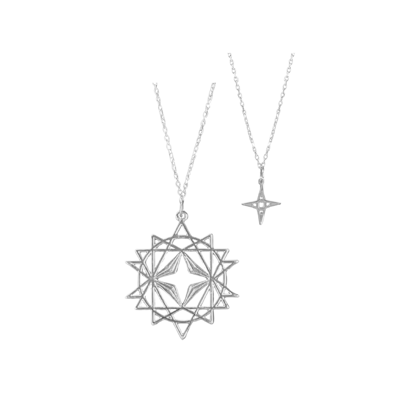 Starseed and Baby Seed Necklace Set | Silver