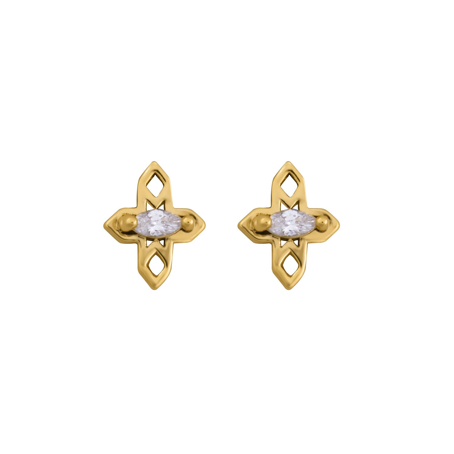 A Dusting of Jewels - Tiny Cross Studs | Gold