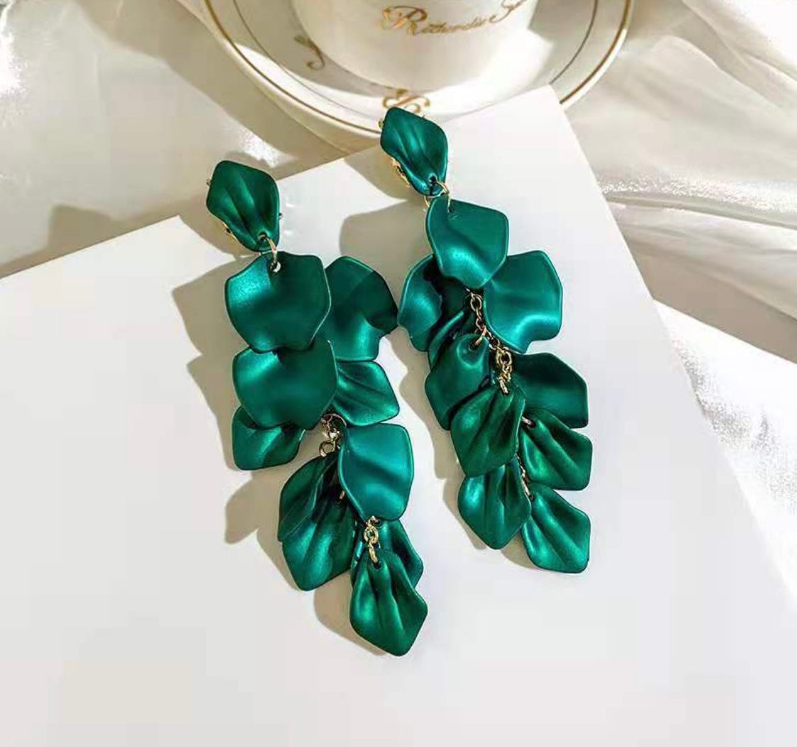 Metallic Green Drop Earrings