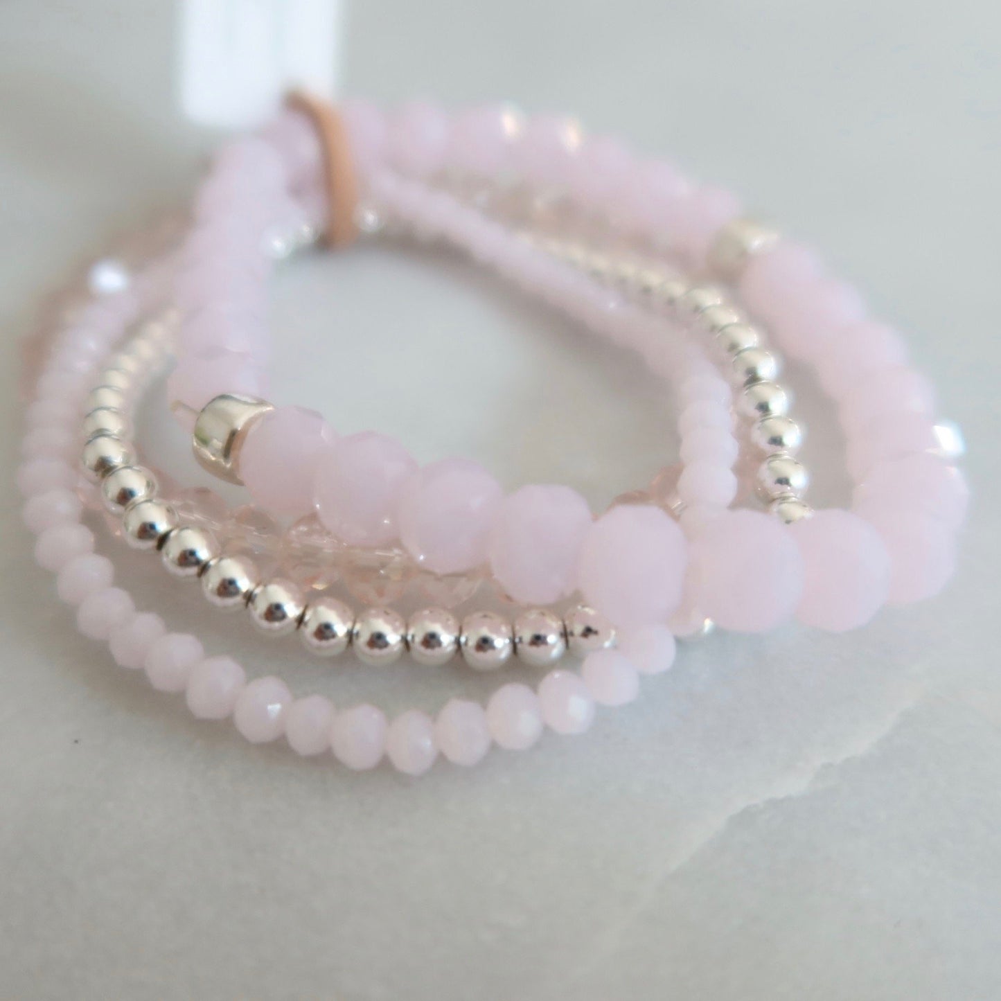 Beaded Bracelet Set  | Blush Cut Glass