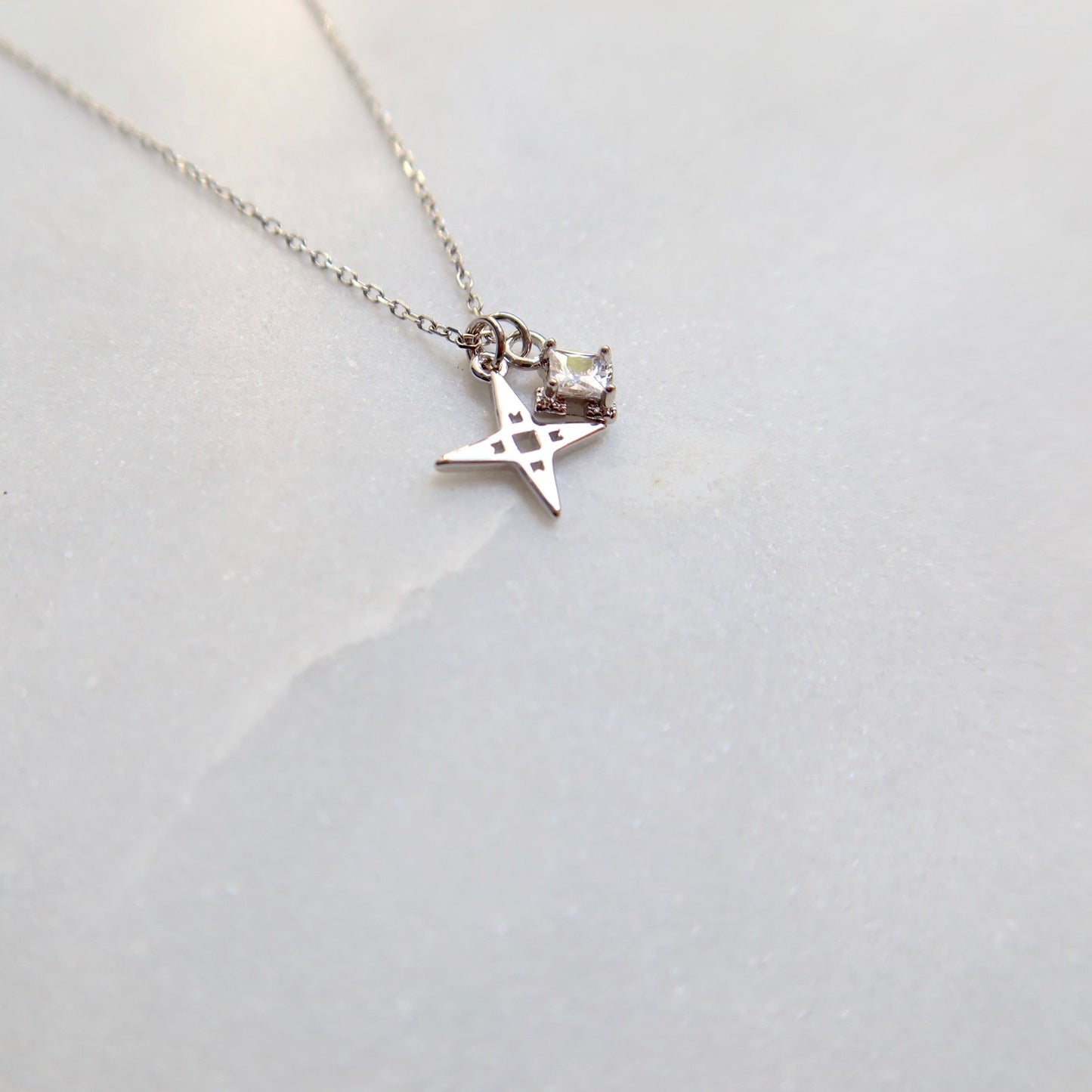 A Dusting of Jewels - Tiny Star Necklace with Embellishment | Silver