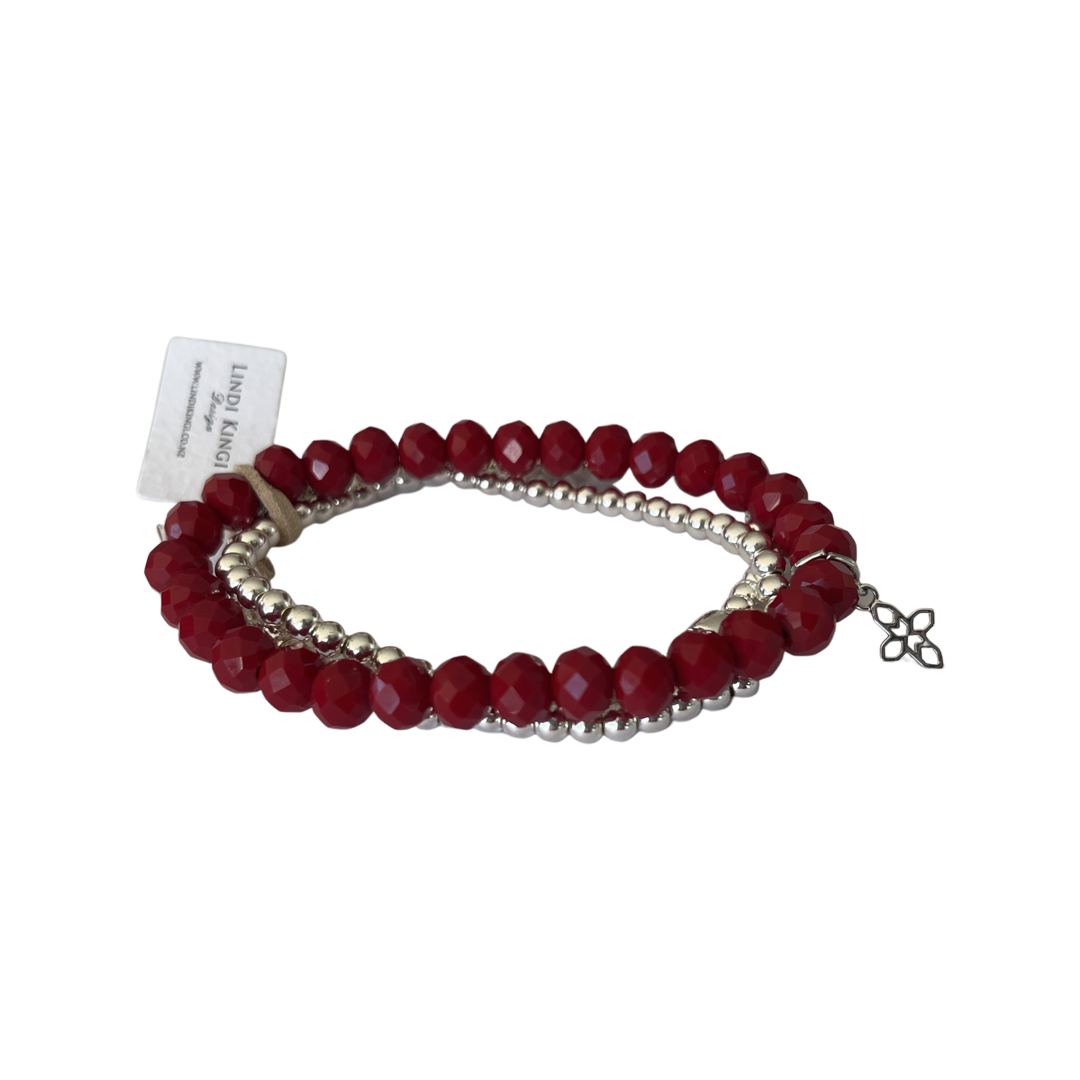 Beaded Bracelet Set  | The colour of LOVE with Charm - Limited Addition