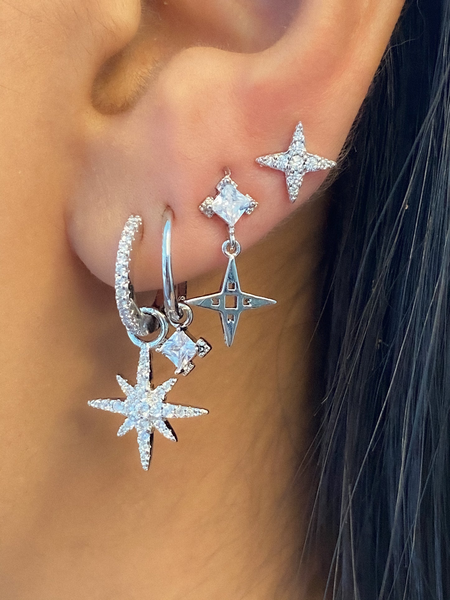 A Dusting of Jewels - Tiny Star Studs | Silver