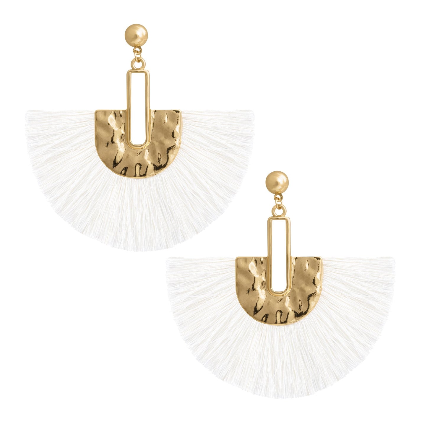 Fan Thread Earrings | Cream and Gold