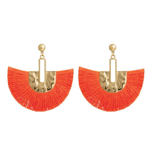 Fan Thread Earrings | Neon Orange