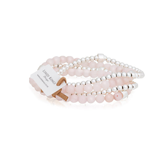 Beaded Bracelet Set  | Lightest Pink Agate