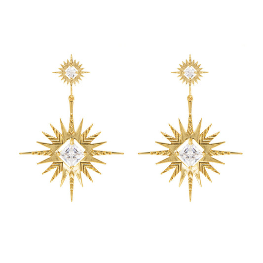 A Dusting of Jewels - Solar Earrings | Gold