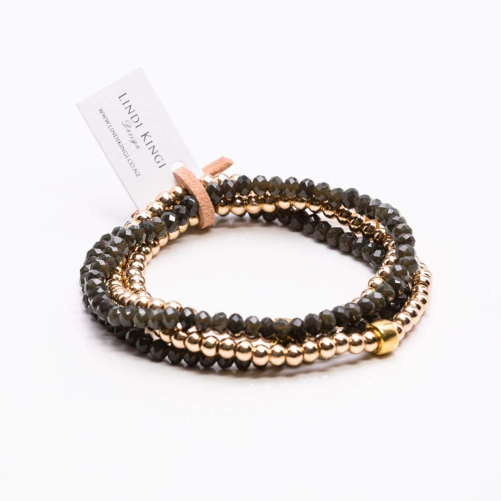 Beaded Bracelet Set | Olive & Gold by Lindi Kingi Design shop online now