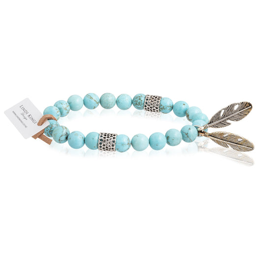 Beaded Bracelet | Turquoise and Silver Howlite