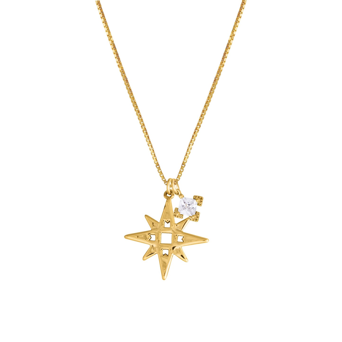 A Dusting of Jewels - Single Star Necklace with Embellishment | Gold