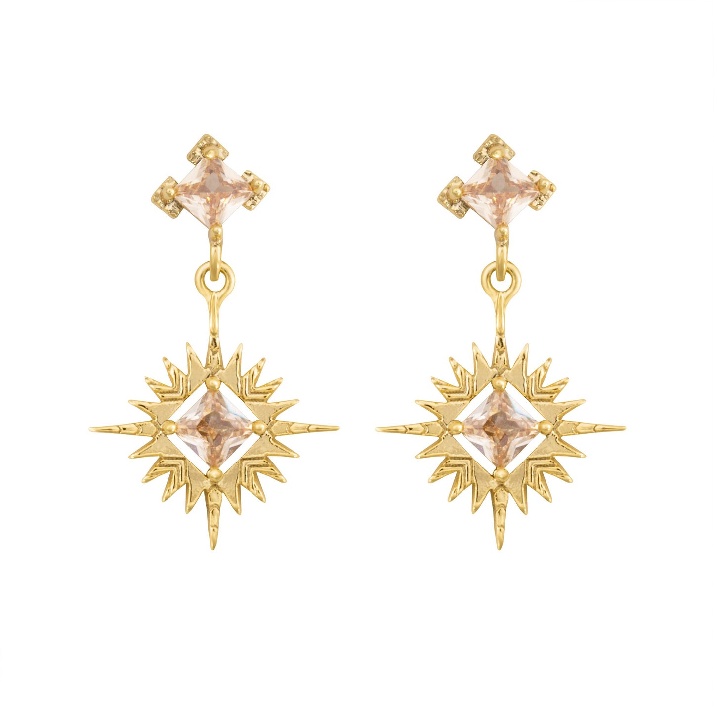 A Dusting of Jewels - Starburst Earrings | Gold and Champagne