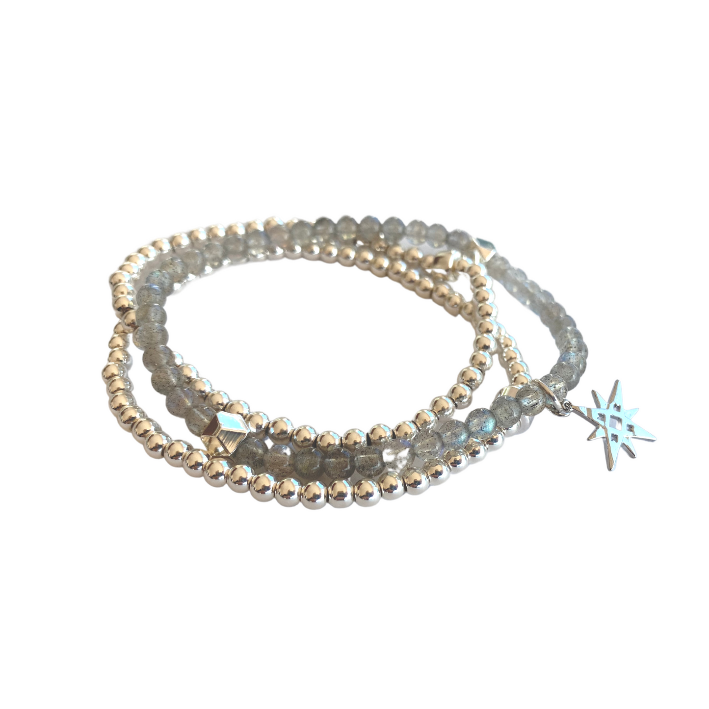 Labradorite and Silver Bracelet set with Star Charm