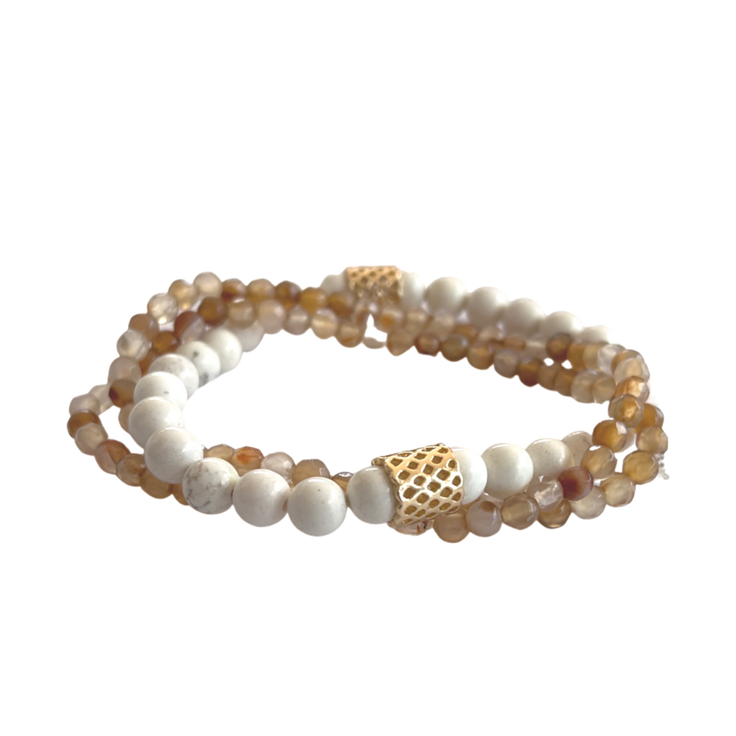 Beaded Bracelet | Cinnamon and Cream Howlite