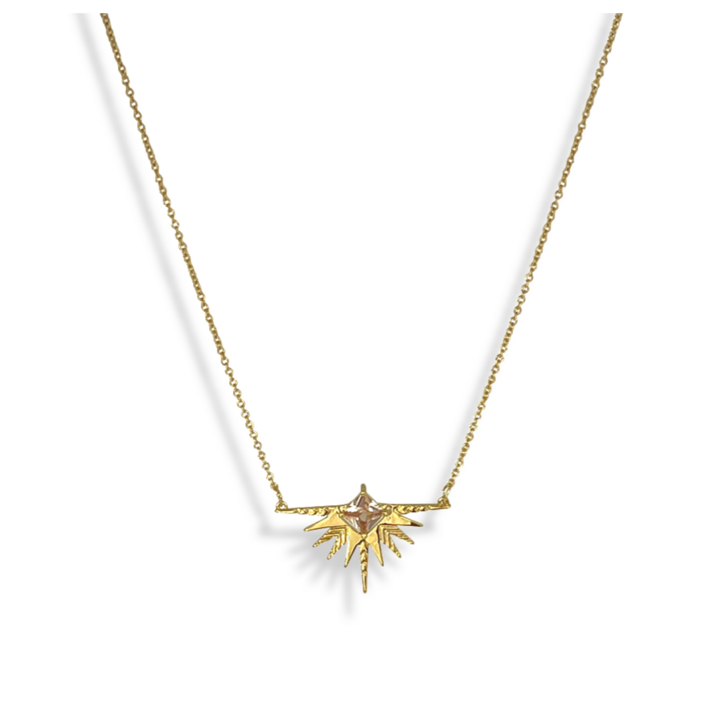 Dusting of Jewels - Solar Necklace | Gold with White Stone