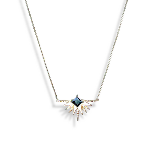 A Dusting of Jewels - Solar Necklace | Platinum with Black Stone