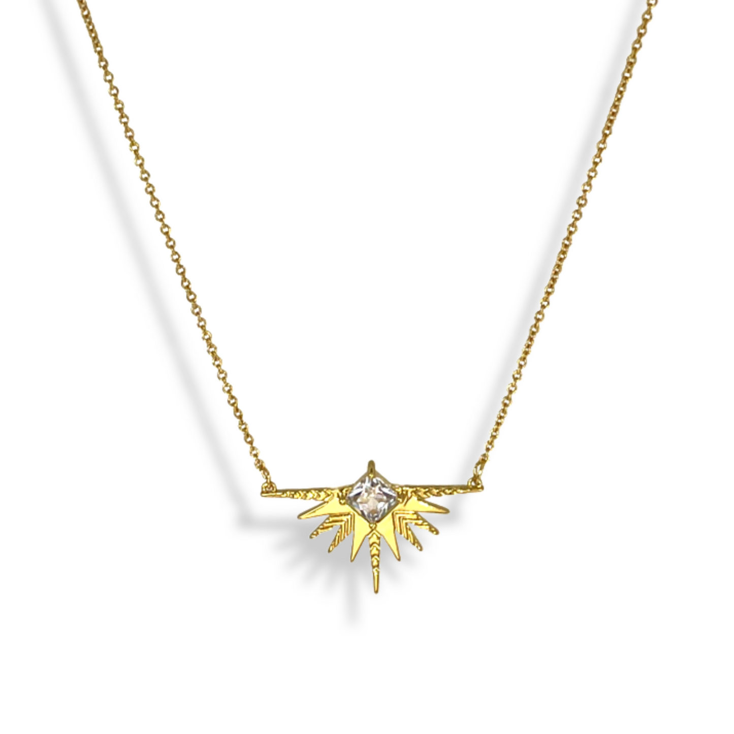 Dusting of Jewels - Solar Necklace | Gold with White Stone