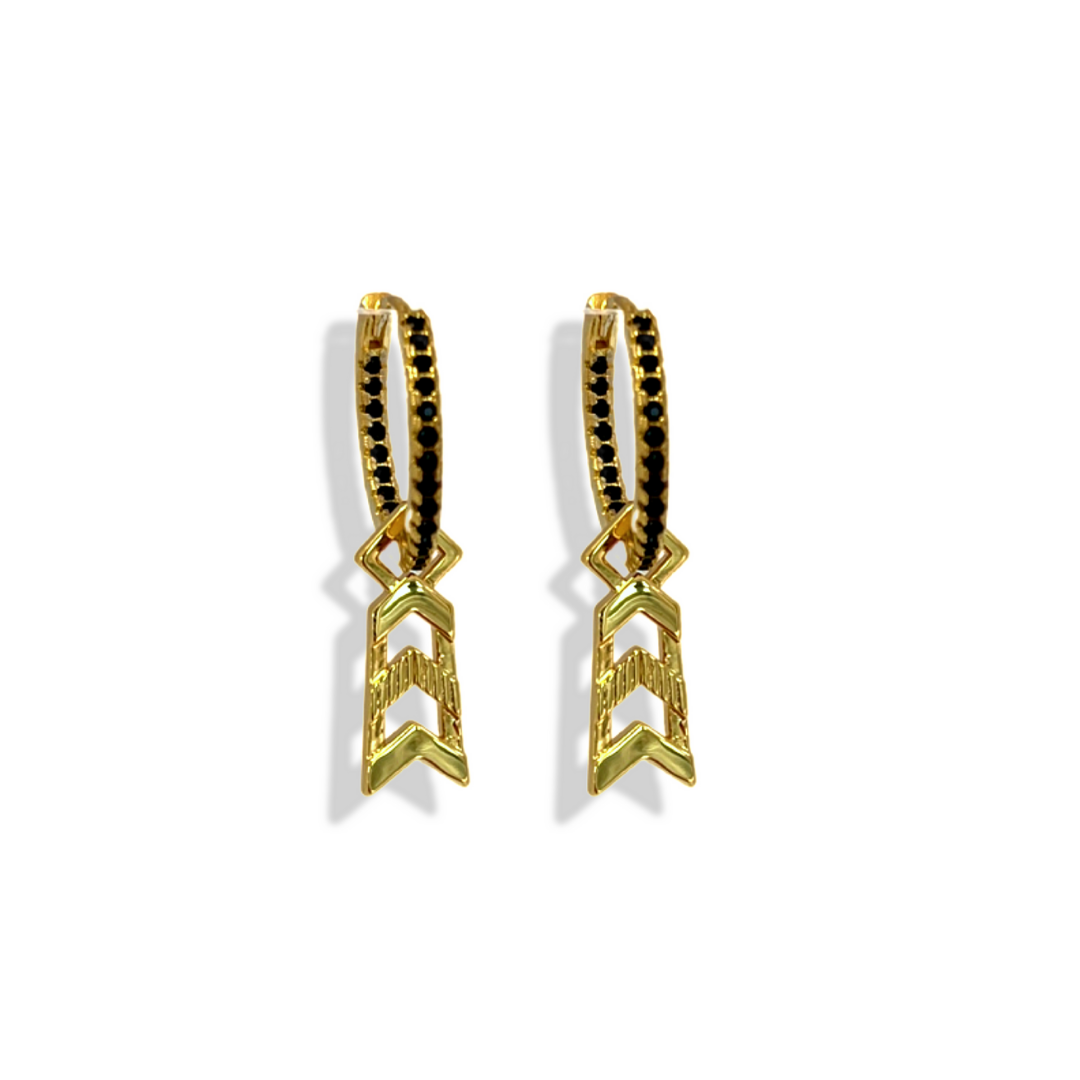 Formation Black Embellished Sleeper Earrings | Gold