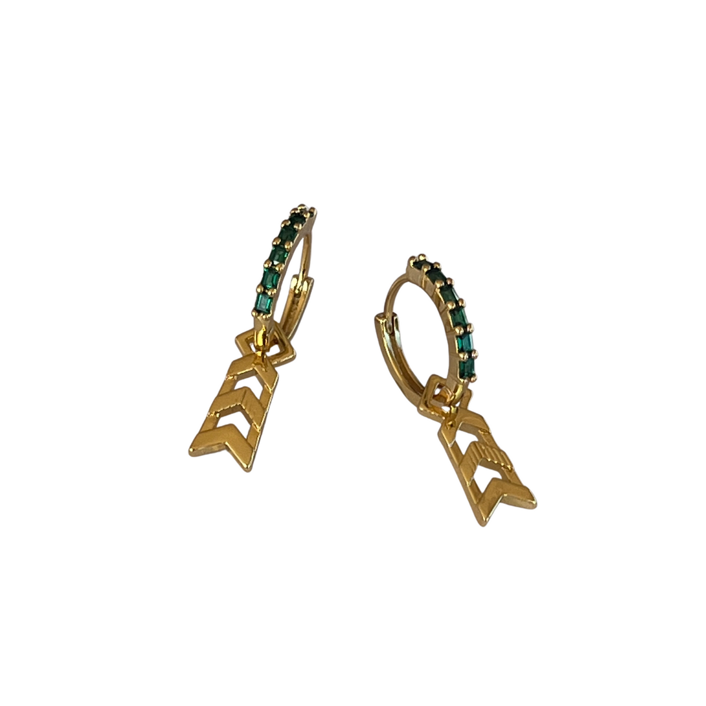 Formation Baguette Sleepers  | Gold and Emerald Stone