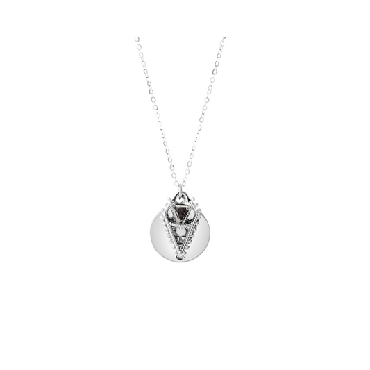 Byzantine Romance - Hearts and Lovers Necklace | Silver w Black