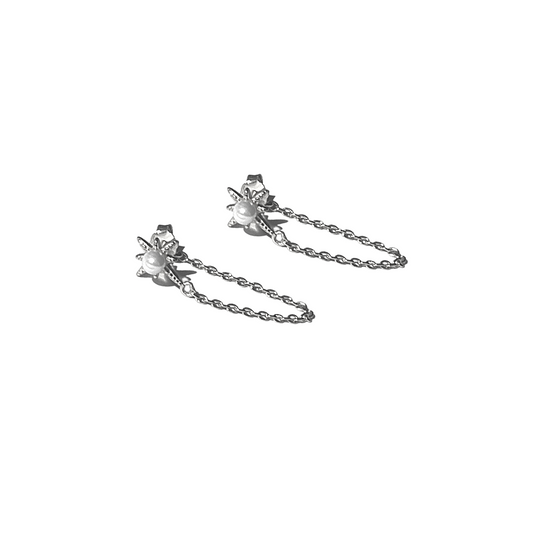 Byzantine Romance - Pearl Star Studs | Silver