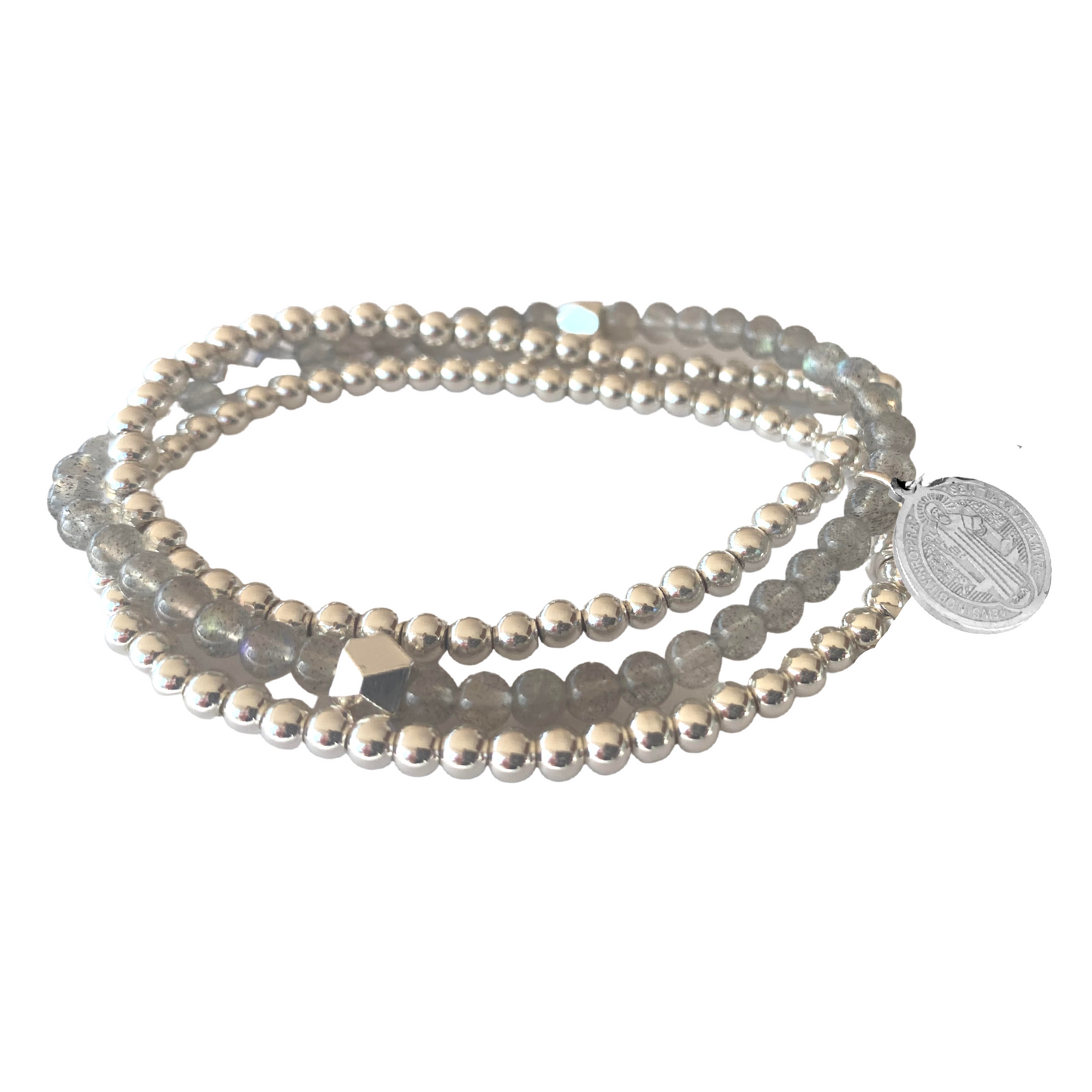 Labradorite and Silver Bracelet set with Star Charm